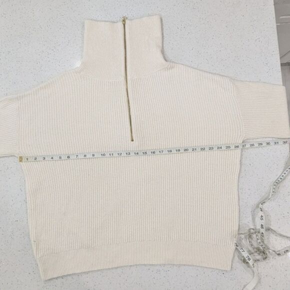 Talbots Cotton Wool Blend Ivory Knit Pullover Sweater Half-Zip Wing Collar 2X - Picture 5 of 8